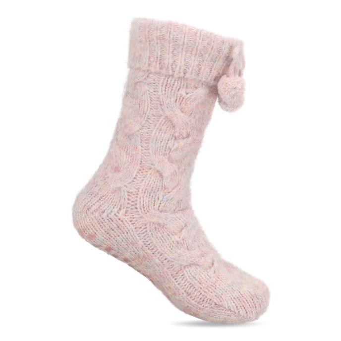 totes toasties® Ladies Premium Chunky Knit Slipper Socks Pink Extra Image 3